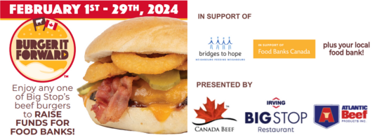burger it forward campaign in support of Bridges to Hope Food Bank